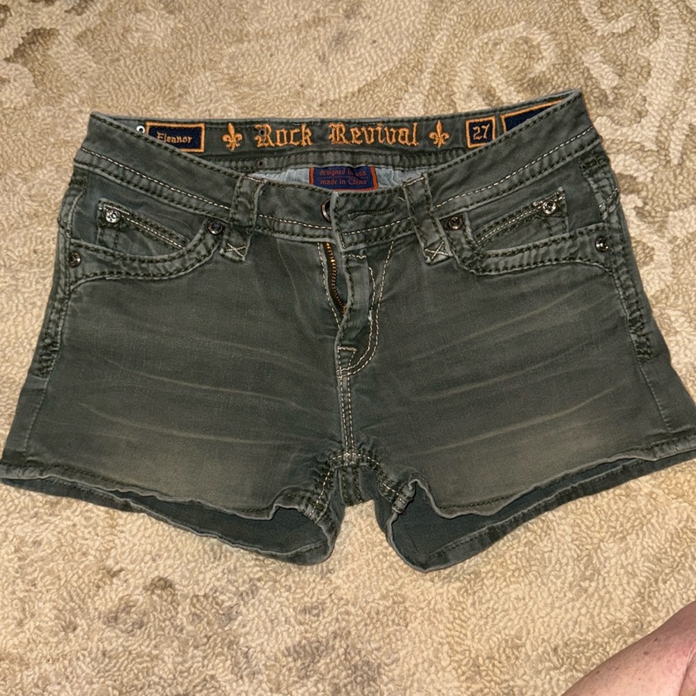 Rock Revival Green Denim Shorts size 27, smoke free home